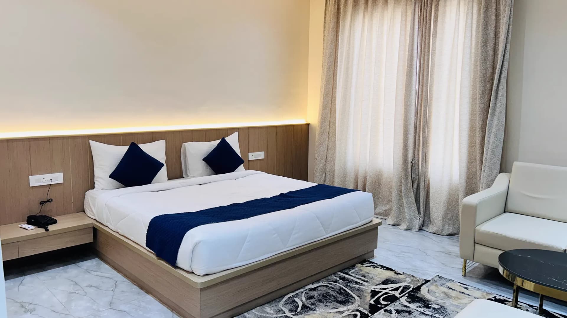 Wide view of a double room at Jay Mahal Hotel & Resort