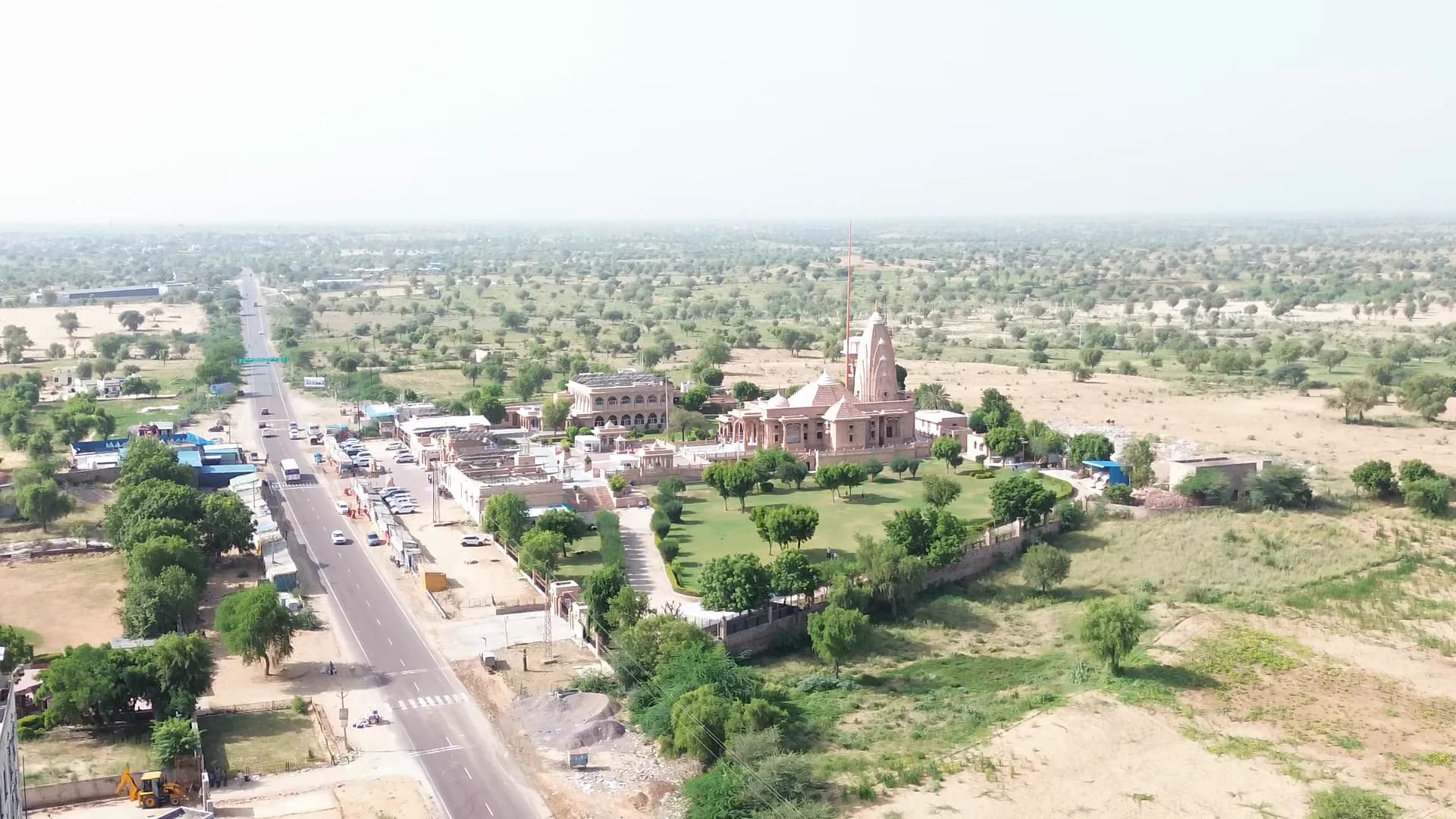 Aerial view of the highway approach to Jay Mahal Hotel & Resort