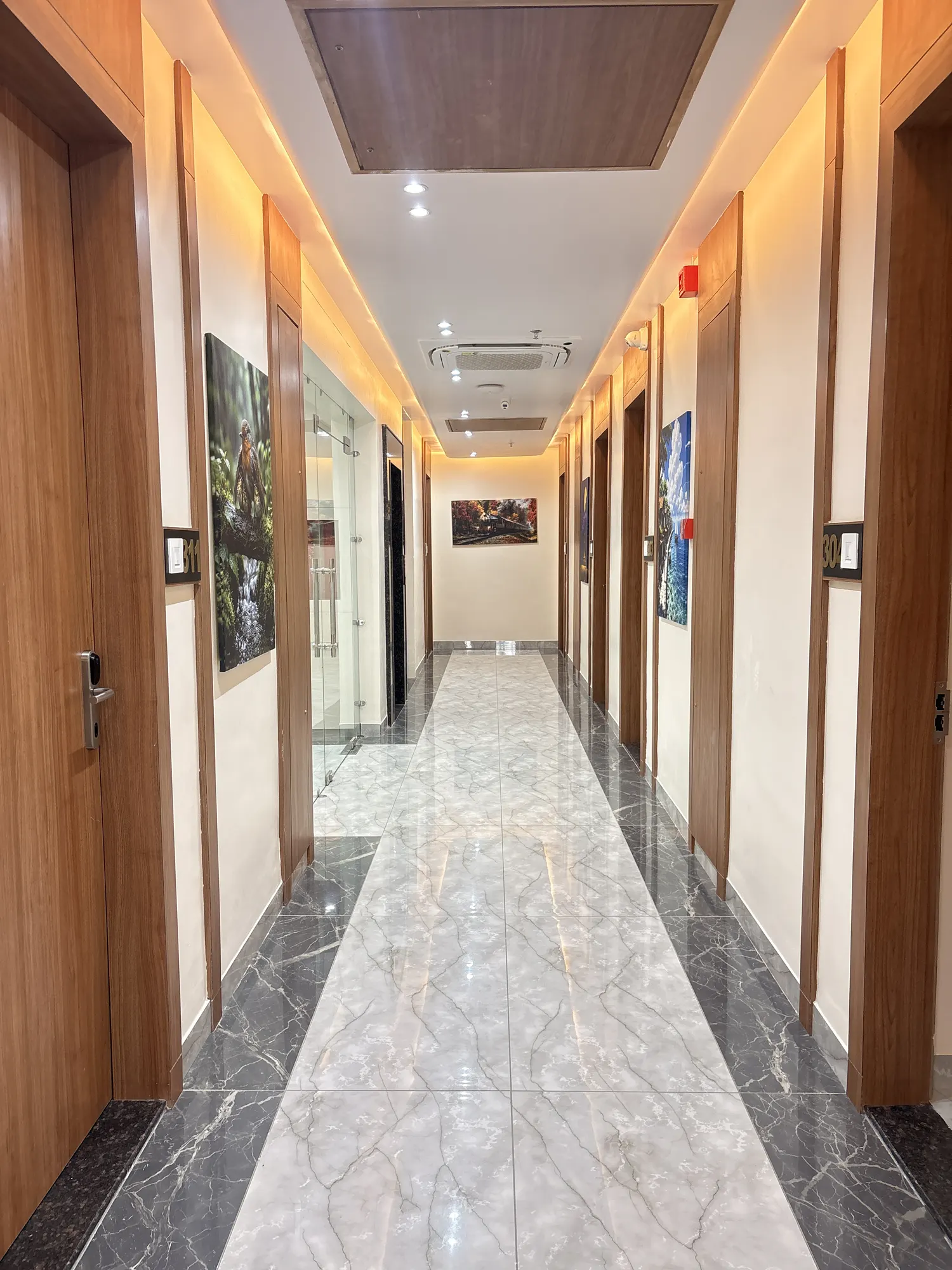 Elegant guest-room corridor at Jay Mahal Hotel & Resort
